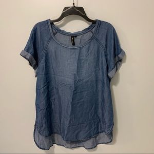 High / low chambray top, lightweight